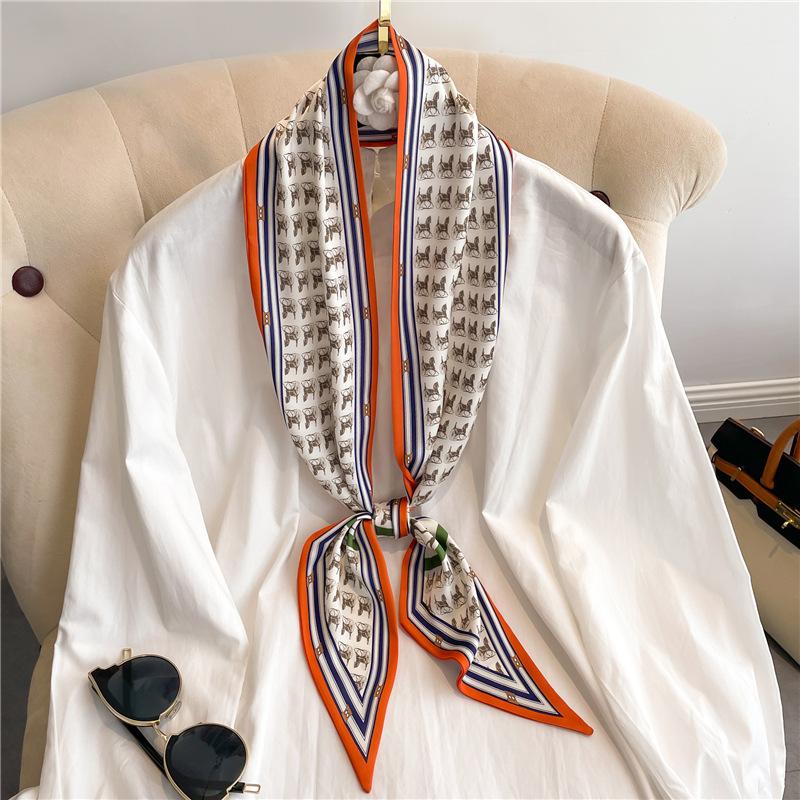 Fashion Headbands Silk Neck Scarves For Women Long Hairband Print Bag Scarfs Neckerchief Hair Ribbons Tie Scarf Ladies 14x145cm