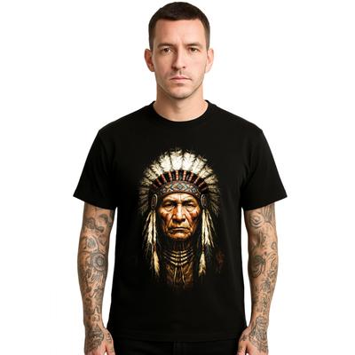 Native Spirit Indian Face Red Indian Biker Tshirt Top Tee