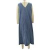 Round Neck Sleeveless Pockets Summer Dress Solid Color Women Midi Denim Dress
