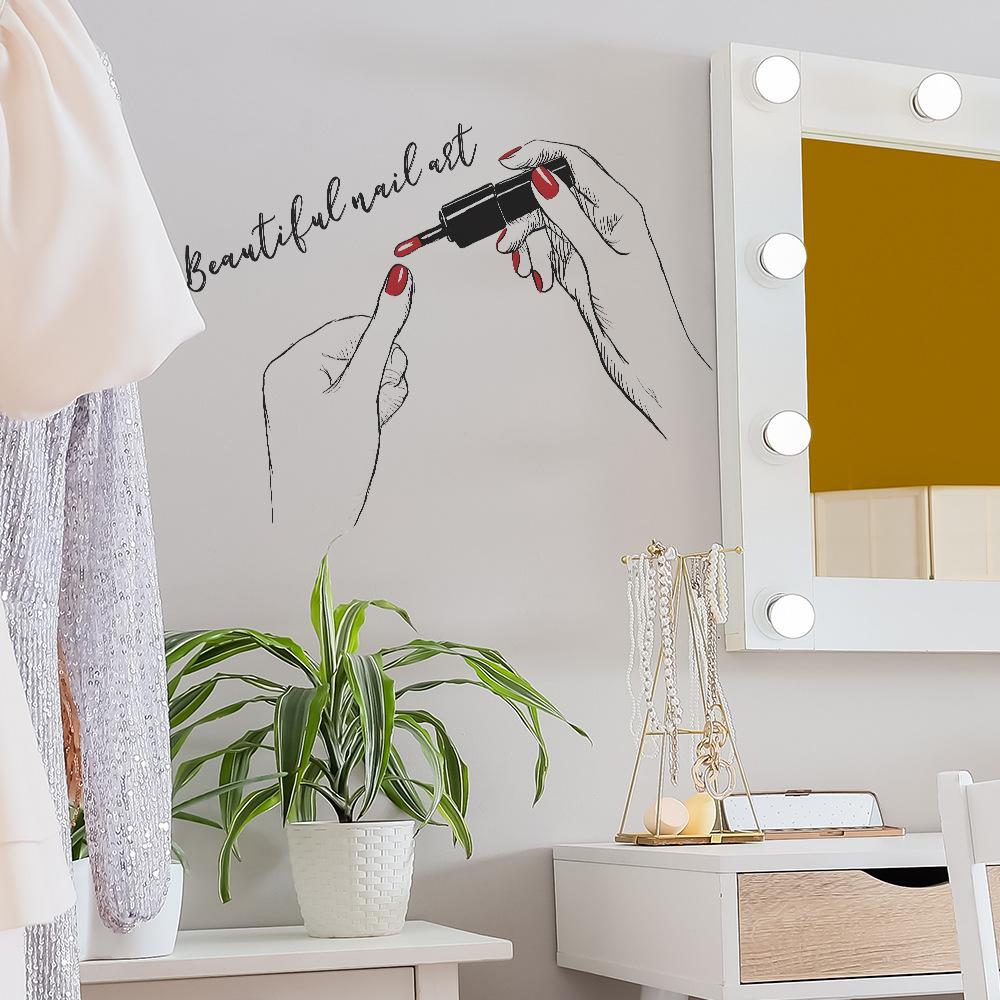 Simple Sketches with Nail Polish on Both Hands for Bedroom Dressing Room Decoration and Beautification Wall Stickers