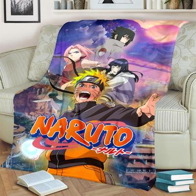 Anime-Naruto Print Blanket Warm Comfortable Flannel Blanket for Bedrooms, Sofas, Beds, Chairs, Picnics, Travel -LXR48
