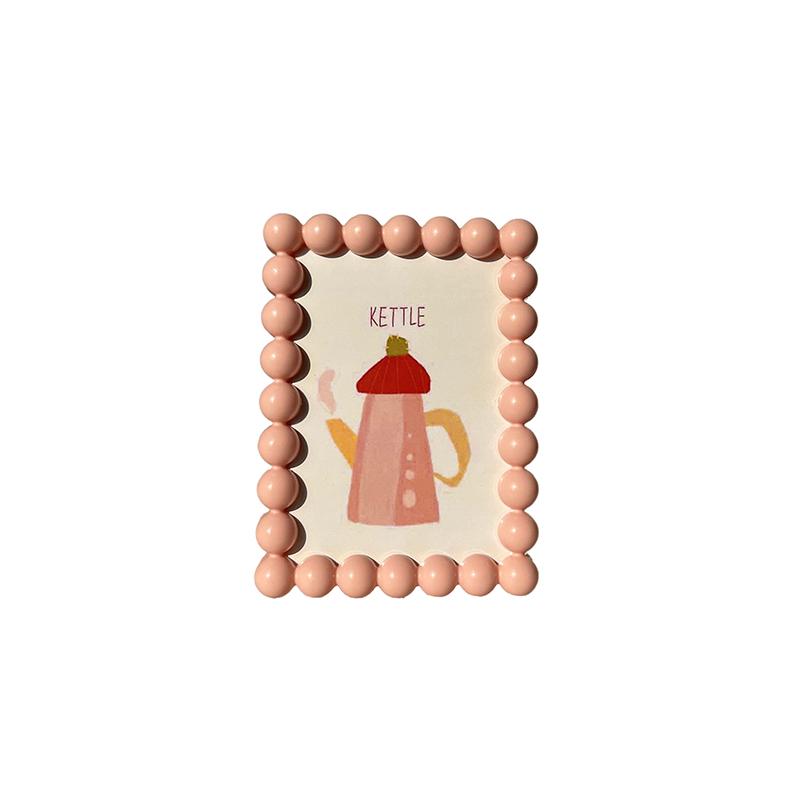 Cute Beaded Edge Po Frame Adorable Desktop Display Po Frame Decorative Po Frame Stand Home Decor Display Piece розовый