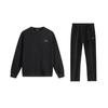 Li Ning Minimalist Embroidered Casual Sports Crew Neck Pullover Long Sleeve Sweatshirt Set Unisex Sweatshirt Black AWDVK45-1+AKLU881-1