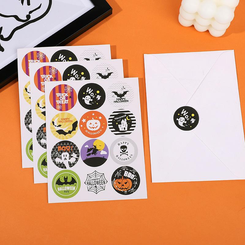 120PCS 3CM Halloween Paper Stickers for Candy Bag Gift Box Sealing Decoration 2025 Halloween Party Supplies Kids Trick Or Treat