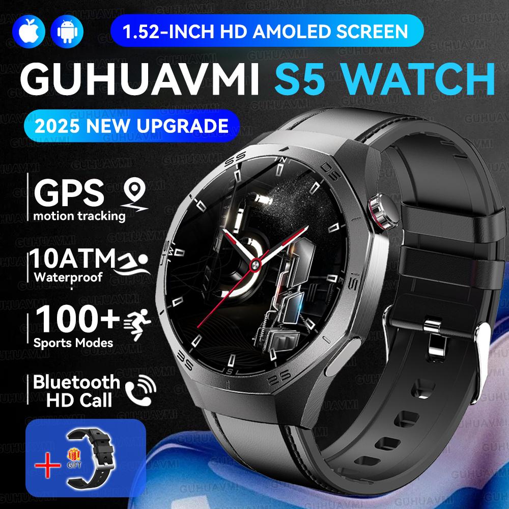 New GPS Tracking AMOLED Screen Smart Watch For Men Sports Modes Bluetooth Call Heart Rate 10ATM Waterproof For Android iOS