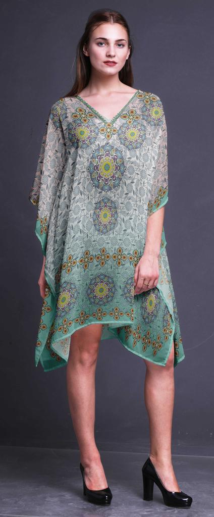 Phagun Ladies Kaftan Holiday Loungewear Midi Dress Beach Coverup-4X-5X