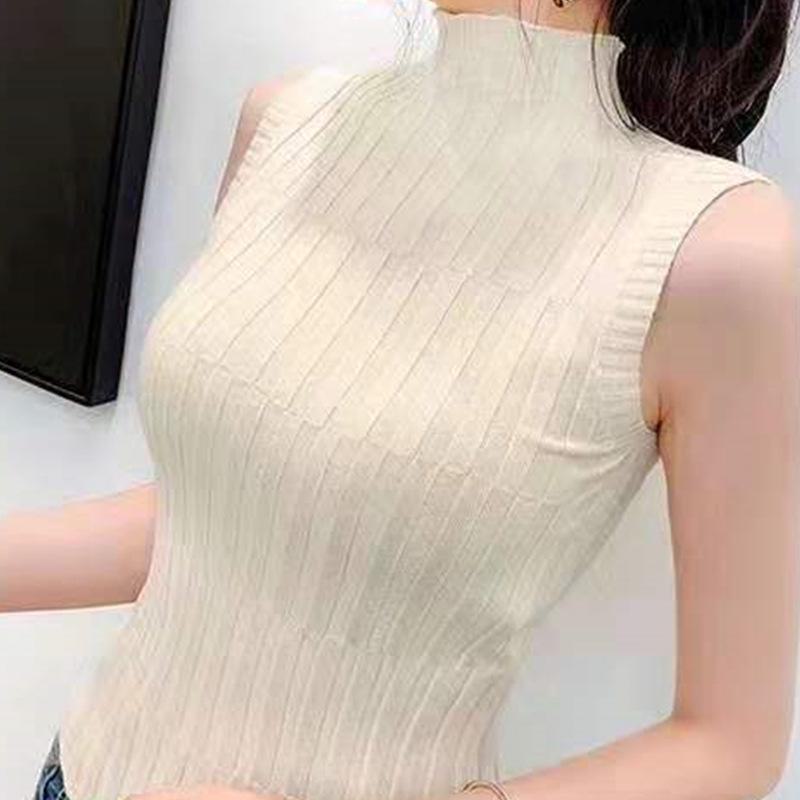 Женский ретро-свитер без рукавов Slim Fit Knit жилет с полуводолазкой One Size абрикосовый