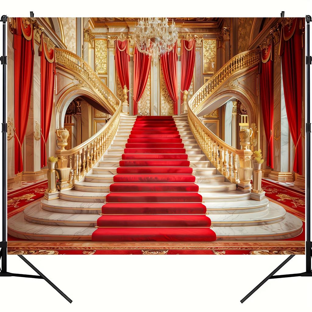 Luxury Red Carpet Palace Background, European Real Gold Background Photography Decoration