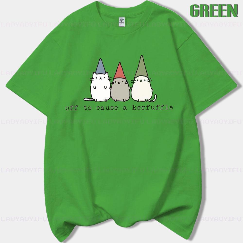 Off To Cause A Kerfuffle Funny Cat TShirt Cute Party Hat Cats Graphic Tee Humorous Cat Lover Shirt Unisex Crewneck Cotton Tops S