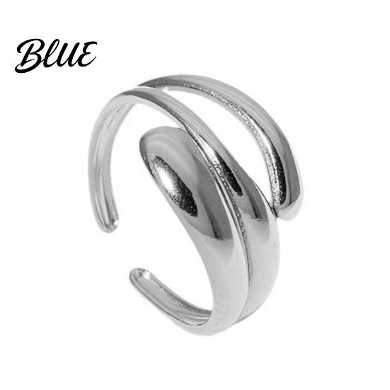 Wide Band Ring Women Finger Minimalist V-Shaped Geometric Shape Adjustable