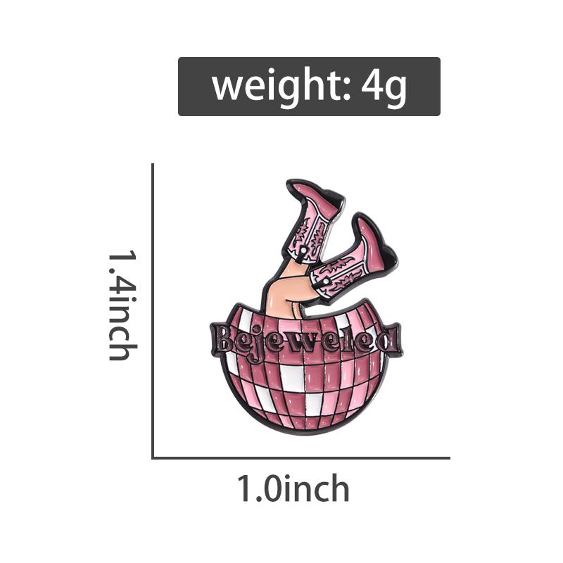 Bejeweled Enamel Pins Custom Disco Cowboy Retro Pink Brooches Lapel Badges Punk Jewelry Gift for Friends