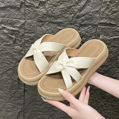 Thick-soled Slippers Women's New Spring and Summer 2025 Fashion and Versatile Height-increasing Muffin with Skirt One-word Cool Slippers