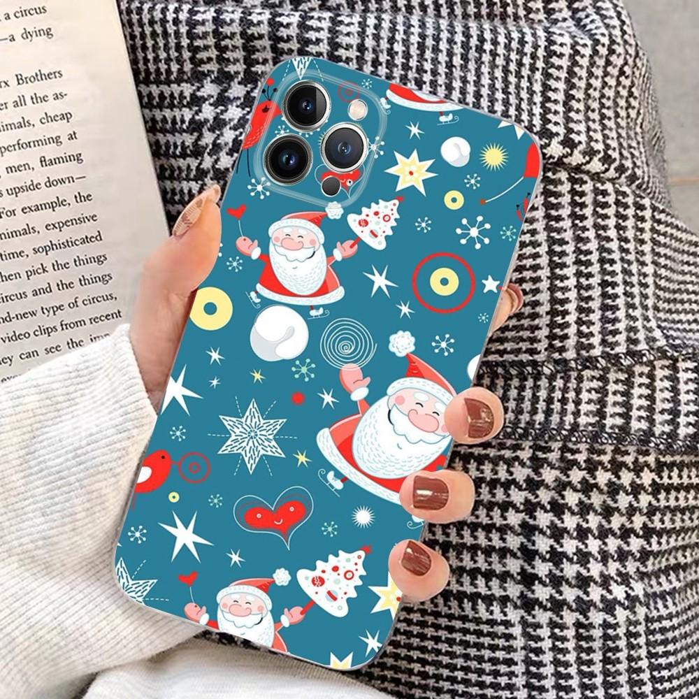 Christmas Cartoon New Year Phone Case For iPhone 15 14 11 12 13 Mini Pro XS Max Cover 6 7 8 Plus X XR SE 2020 Funda Shell