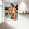 Sexy Light Brown Hair Freckled Woman In White Bikini Pool Vintage Tin Sign - Metal Wall Decor for Bar Home Cafe 8x12 Inch