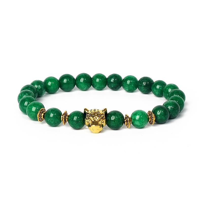 Leopard Head Beaded Bracelets for Men Women 8mm Rock Lava Stone Crown King Lion Charm Bracelet Set Natural Stone Elastic Jewelry