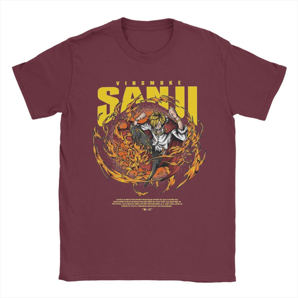 Mens Vinsmoke Sanji T Shirts Ones Pieces Anime Cotton Tops Novelty Short Sleeve Crewneck Tees Printed TShirts