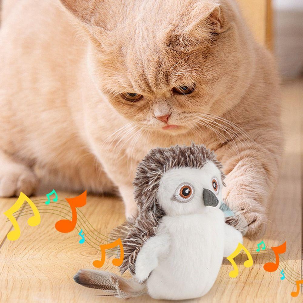 10pcs Automatic Cat Teaser Shaking Bird Pet Toy Simulated Cat Hunting Toys Snowy Owl Bird Doll