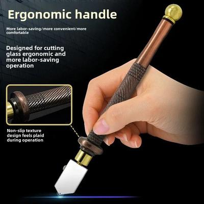Glass Cutter3mm-15mm, Upgrade Glass Cutting Tool , Pencil Style Oil Feed Carbide Tip Glass Cutter for Mirror/Tiles/Mosaic.