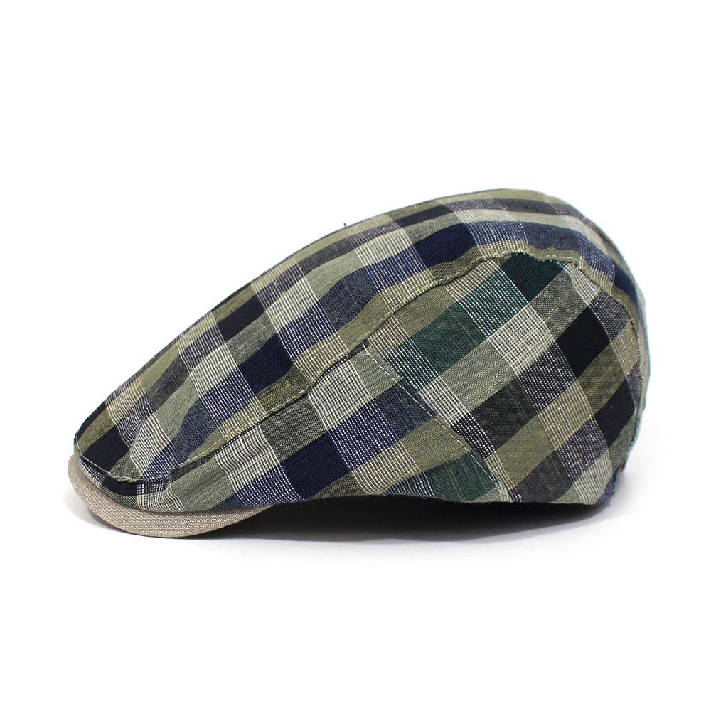 Spring and Summer Thin Hat Men's Fashion Plaid Forward Hat Cotton Cap Foreign Trade Beret