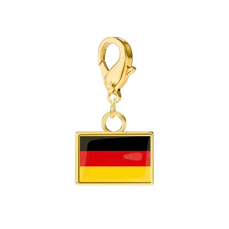 Braccialetto con Charm Bandiera in Acciaio Inossidabile con Moschettone, Gioiello Ciondolo Paese per Regalo di Viaggio Accessorio Stile