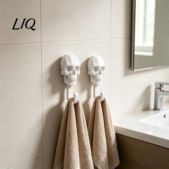 Gaming Room Wall Hanger 2Pcs Hook Up, 3D Printed Skull Design Hooks, No Drilling Decorative Mount Hanger, Waterproof Bathroom Storage for Towels Hats