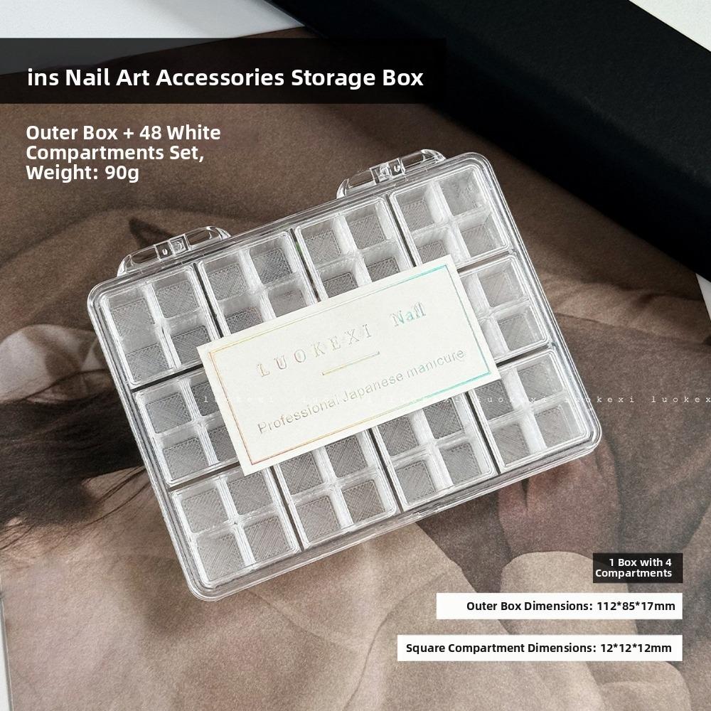 Compartment Nail Art Storage Box 24/36/48Grids Nail Decoration Box  for Nail Art Decorations