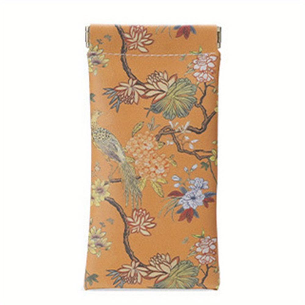 

Сумка для очков с рисунком масляной живописи из искусственной кожи с автоматическим закрытием, переносная защитная сумка для очков оранжевый