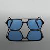 Non-polarized Casual Style Men Square Frame Dual Beam Fashion Sunglasses for Running, Anti Glare Hollow Men Shades