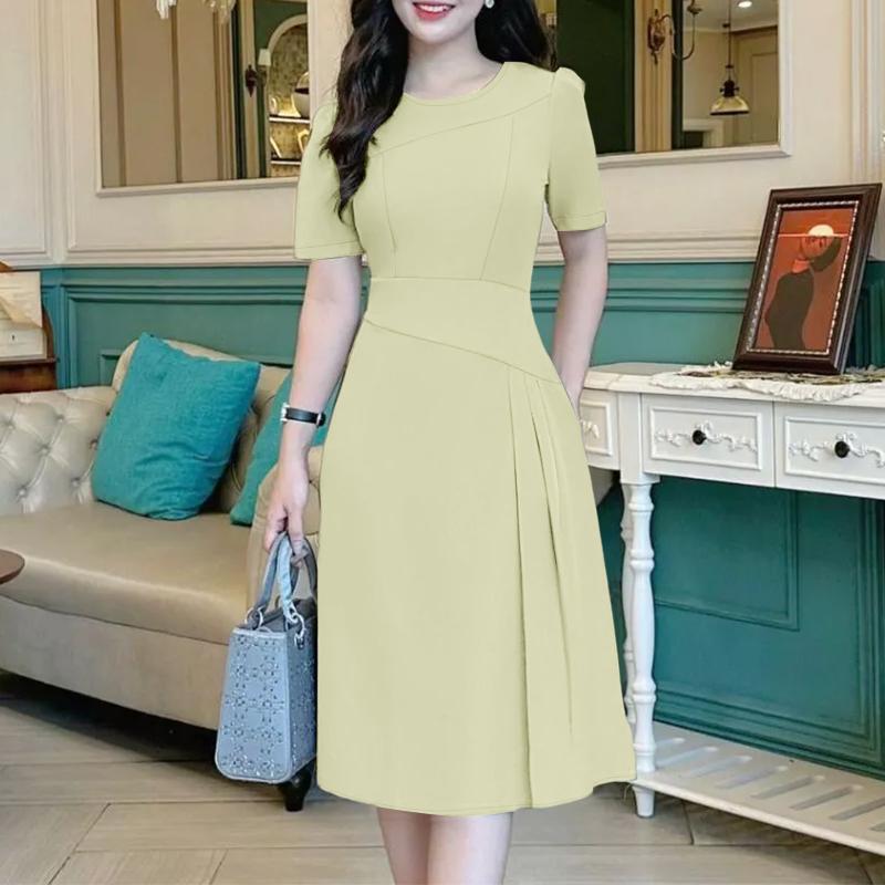 

ZANZEA Женское повседневное летнее платье с круглым вырезом и коротким рукавом 4XL зелёный