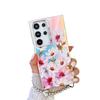 Flowers Suitable for Samsung S25ultra Mobile Phone Case S24Plus Electroplated Laser A56 with Pearl Bracelet Protective Cover