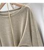 Women's Oatmeal Long-Sleeve Brushed Skin-Friendly Relaxed Fit Autumn T-Shirt