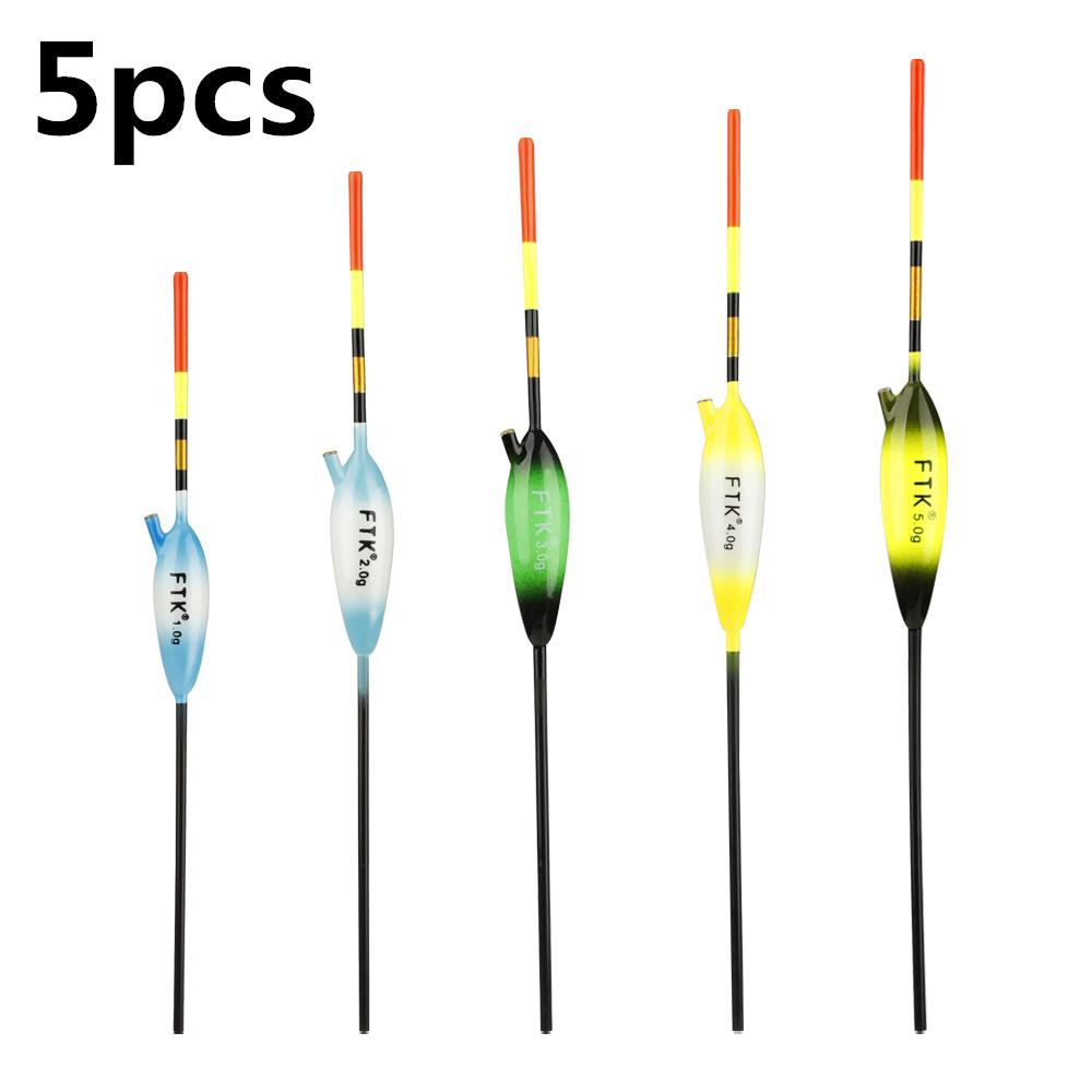 FTK 5pcs/lot Fishing Float Size 1g/2g/3g/4g/5gBarguzinsky Fir Floats Buoy Bobber Fishing Floats Multicolor Fishing Tackle Pesca
