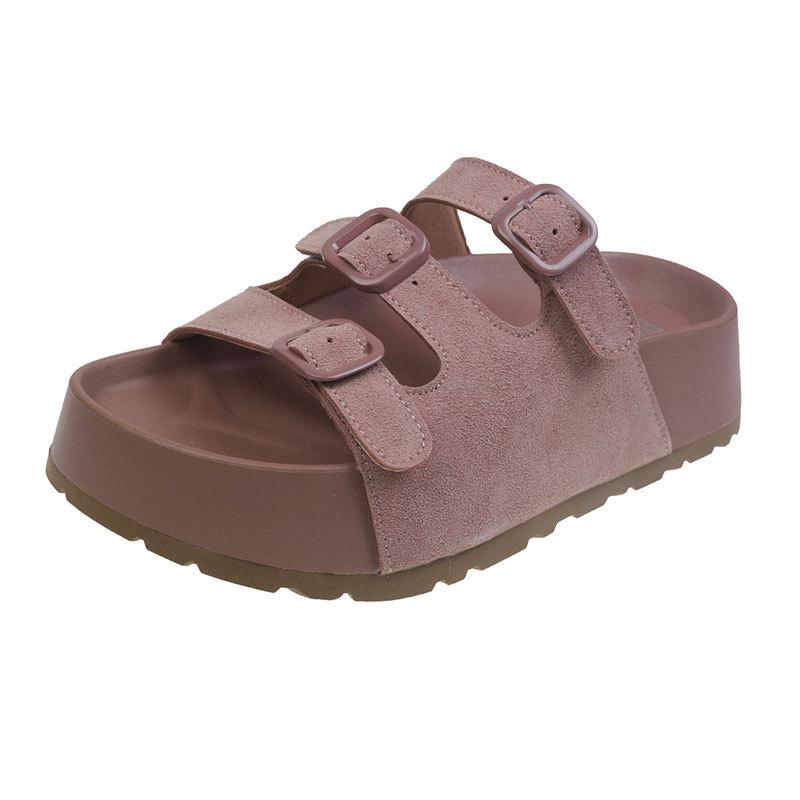 One-word slippers women's fashion versatile outer wear 2025 summer new hollow Roman sandals women's thick-soled bag head slippers