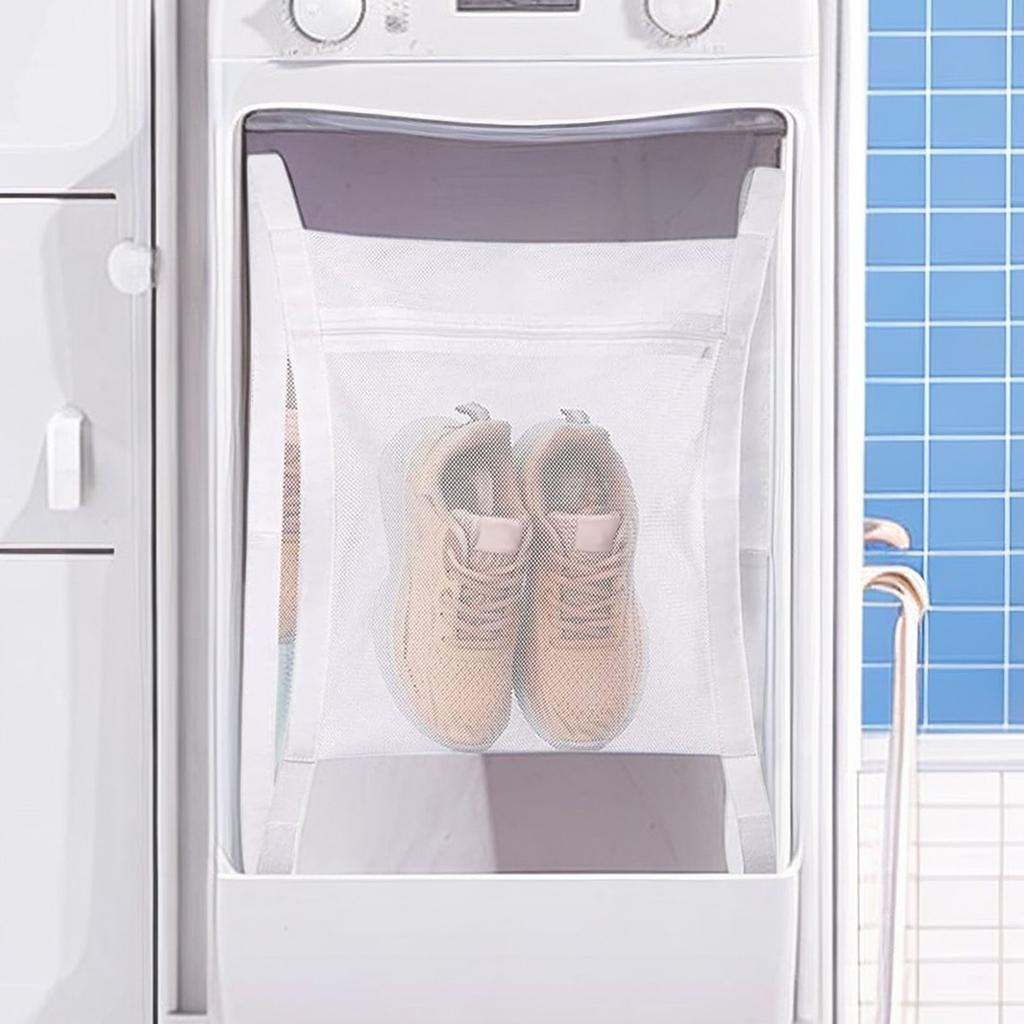 2pcs Shoe Dryer Bag Reusable Sneaker Mesh Washing Bag Shoes Laundry Dry Bag with Elastic Strap Zippe