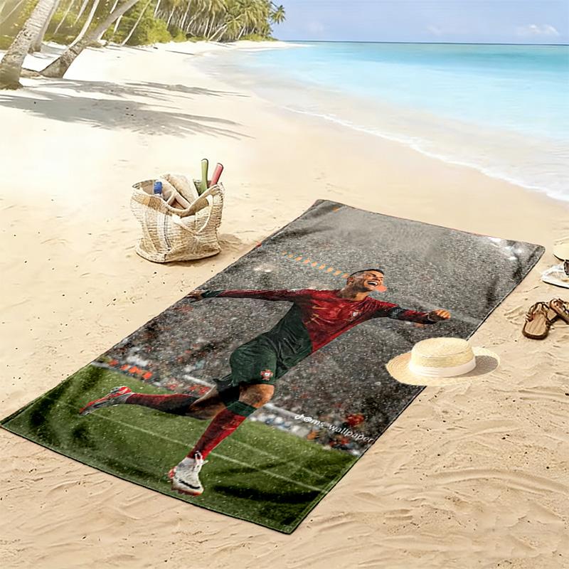 Asciugamano da Spiaggia con Stampa C Ronaldo, Asciugamano Grande Morbido ad Asciugatura Rapida per Spiaggia Campeggio Nuoto