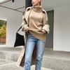 Russia Hot Sale Solid Color Women's Knitted Pullover Turtleneck Loose 066