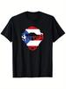 Unisex T-shirt Puerto Rico Baseball Catcher Pattern T-Shirt- Unisex% Outdoor T-Shirt, Black with Puerto Rico Design