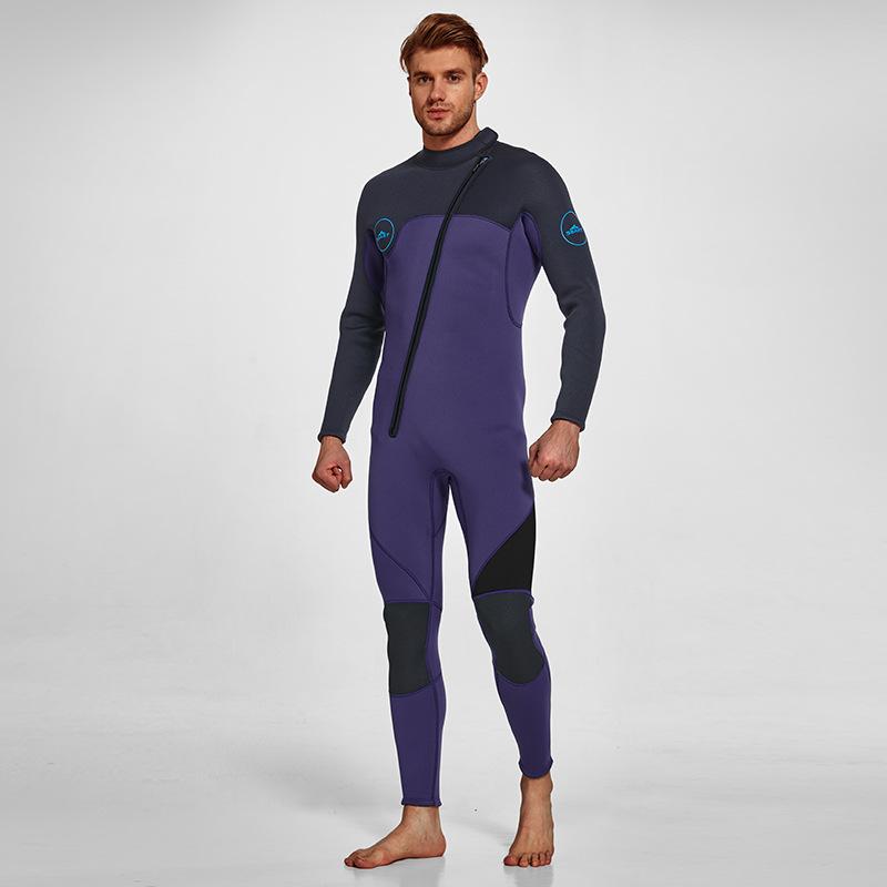 Men One Piece Wetsuit 3mm Neoprene Front/Back Zip Wetsuit Keep Warm UPF 50+ Full Body Long Sleeves Dive Suit for Surf Water Sports Diving Canoeing