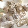 Christmas Tree Hanging Pendants Glitter Sequins Ball Xmas Tree Bow Oranments Merry Christmas Decoration for Home New Year Gift