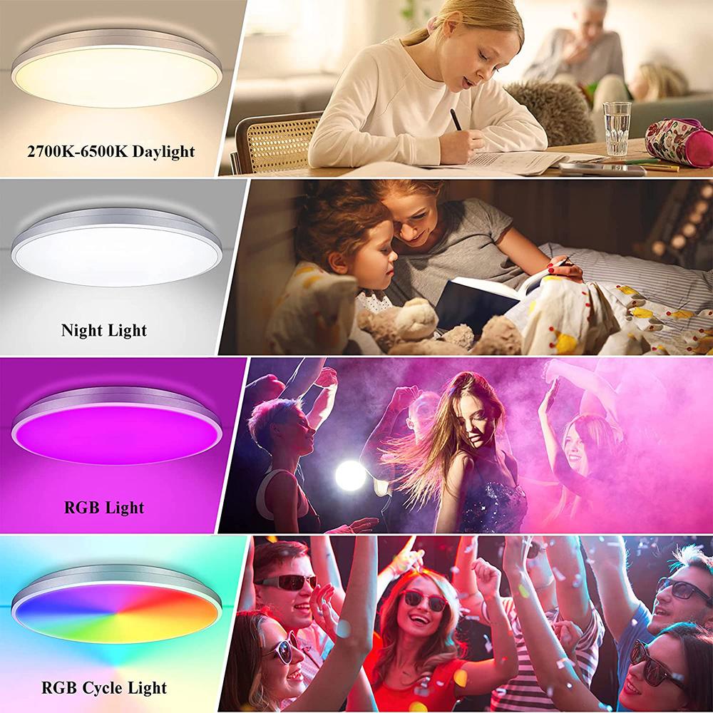 30CM RGBCW LED Ceiling Lights Round Panel Remote Control Dimmable Recessed Downlight Color Changing Lamp Bedroom Kitchen 24W