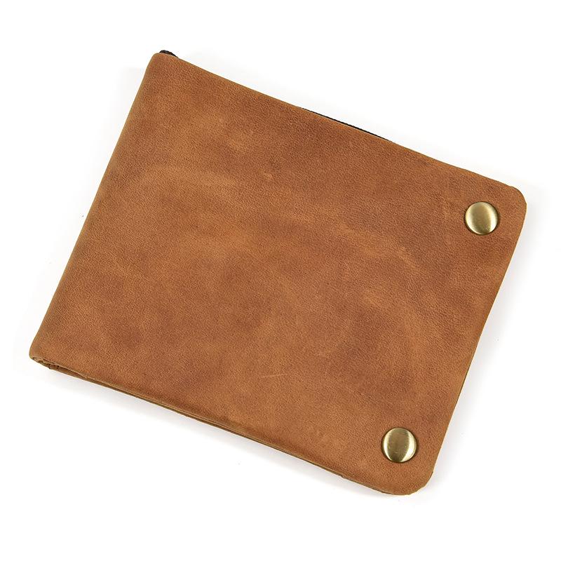 Premium Oil Wax Leather Bi-fold Wallet with Coin Pocket & Multiple Card Slots