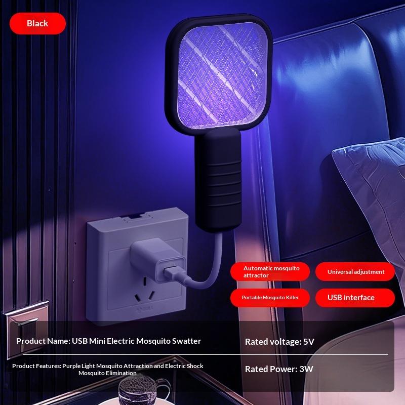 Summer New Usb Uv Light Mosquito Swatter Trap Portable Killer Lamp Electric Shock Mini Fly Bug Zapper For Bedroom Outdoor