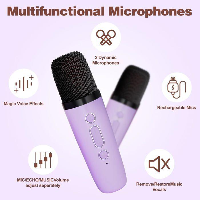 Karaoke Machine - RISING FF - RisingFF - Portable - 2 Microphones - Bluetooth 5.0