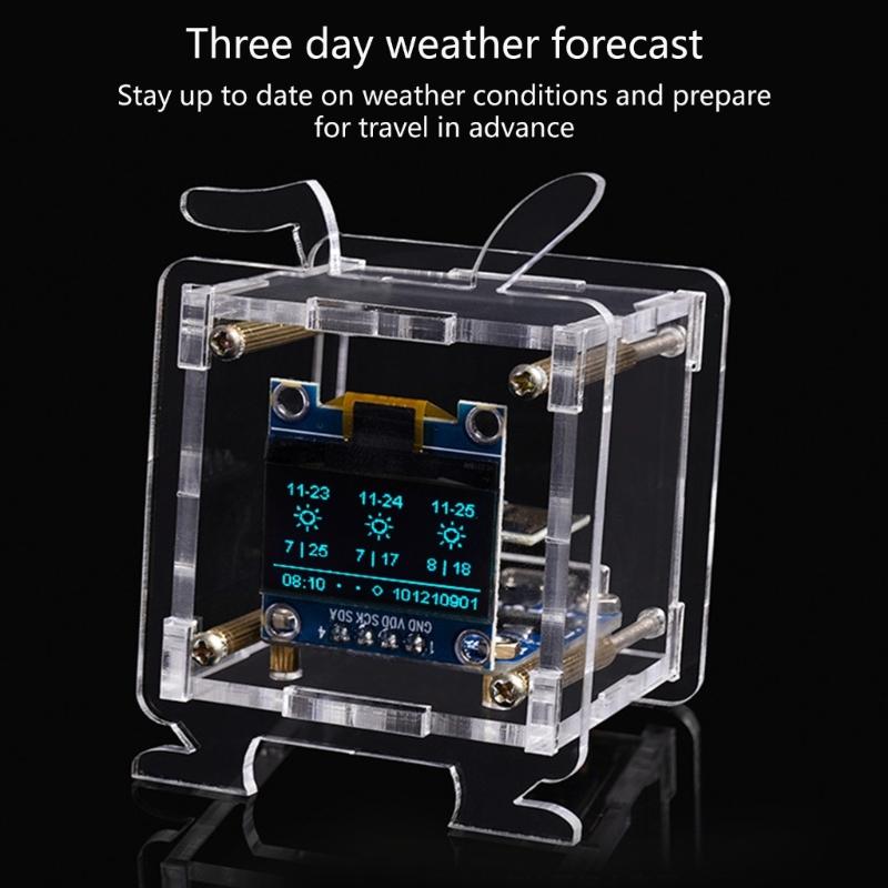 WiFi Clock Module OLED Splay Y Time Date Temperature Humidity Weather Forecast Indicator DC5V Clock
