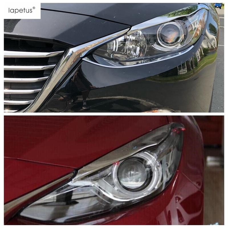 For Mazda 3 AXELA 2014 2015 2016 Front Head Light Lamp Eyelid Eyebrow Strip Decor Cover Trim ABS Chrome Car Accessories Exterior