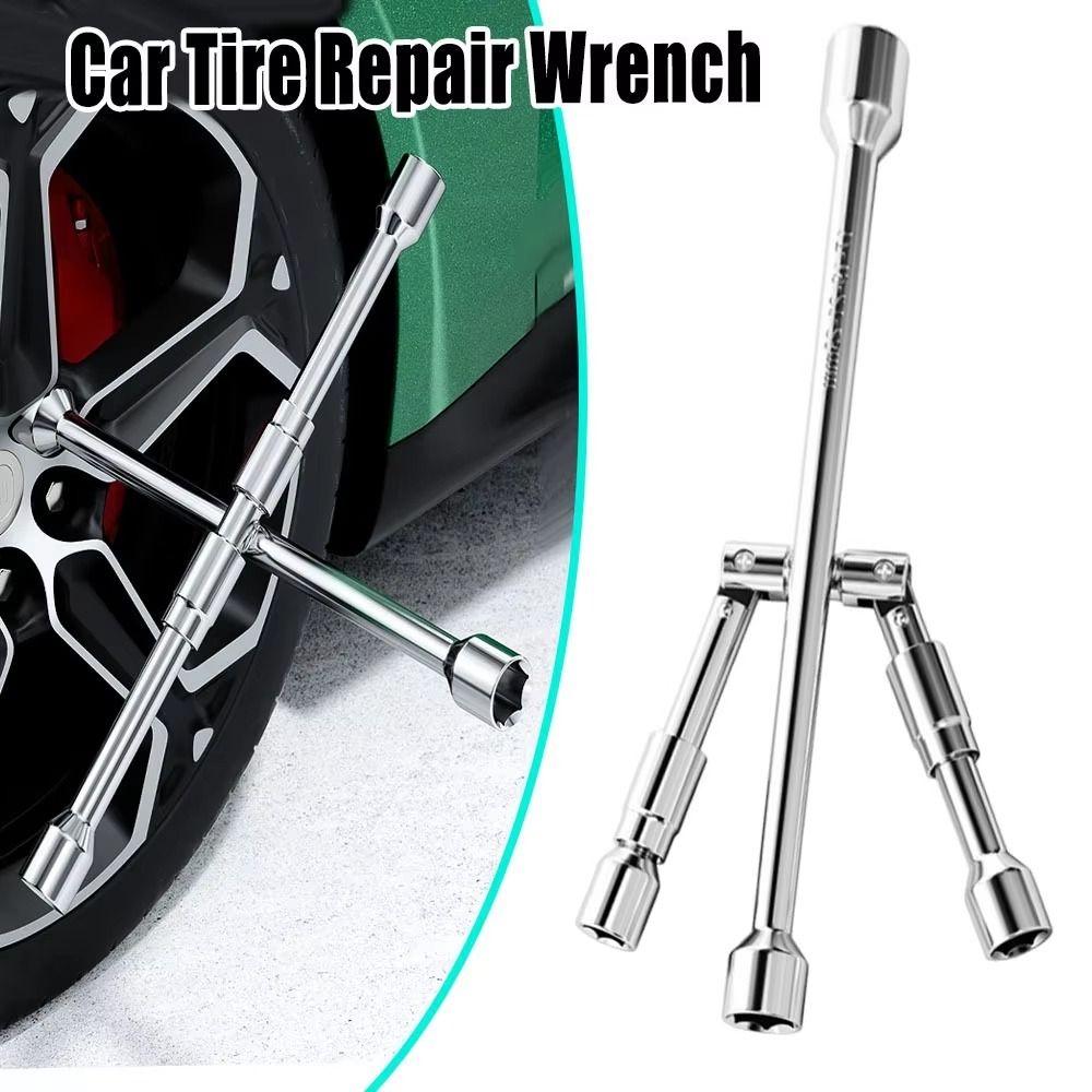 Labor-Saving Collapsible Lug Wrench 17/19/21/23mm Foldable Socket Wrench Car Repair
