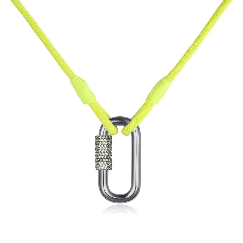 APM Monaco Khaki Ring Buckle (Buckle Type) 925 Silver Synthetic Cubic Zirconia Necklace/Pendant Women s Dark Gray Silver AV997ABR