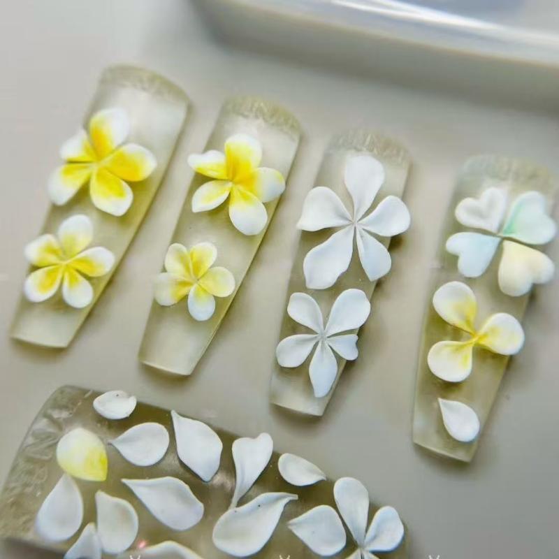 2Pcs Relief Flowers Nail Carving Mold 3D Clear Silicone Mold Flowers Petals Making For Nail Art Accessories Tools