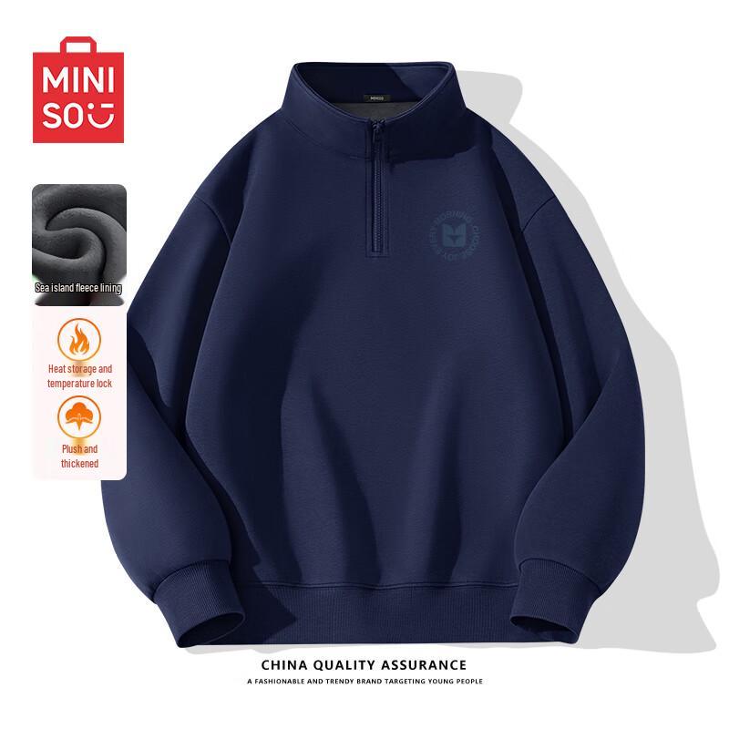 

MINISO Men s Half-Zip Stand Collar Fleece Hoodie XL