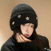 New hat women's winter fashion star knitted pullover hat big head circumference versatile face small wool hat tide